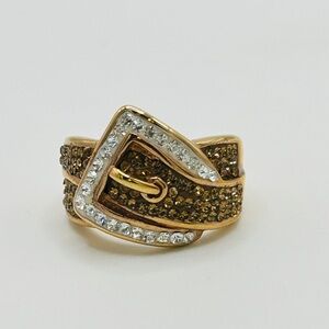 Austrian Crystal Belt Ring; Stainless Steel; Size 7